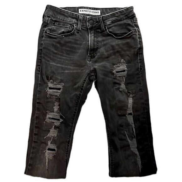 Express Rocco Slim Fit Skinny Leg Jeans In Charcoal - Picture 2 of 6